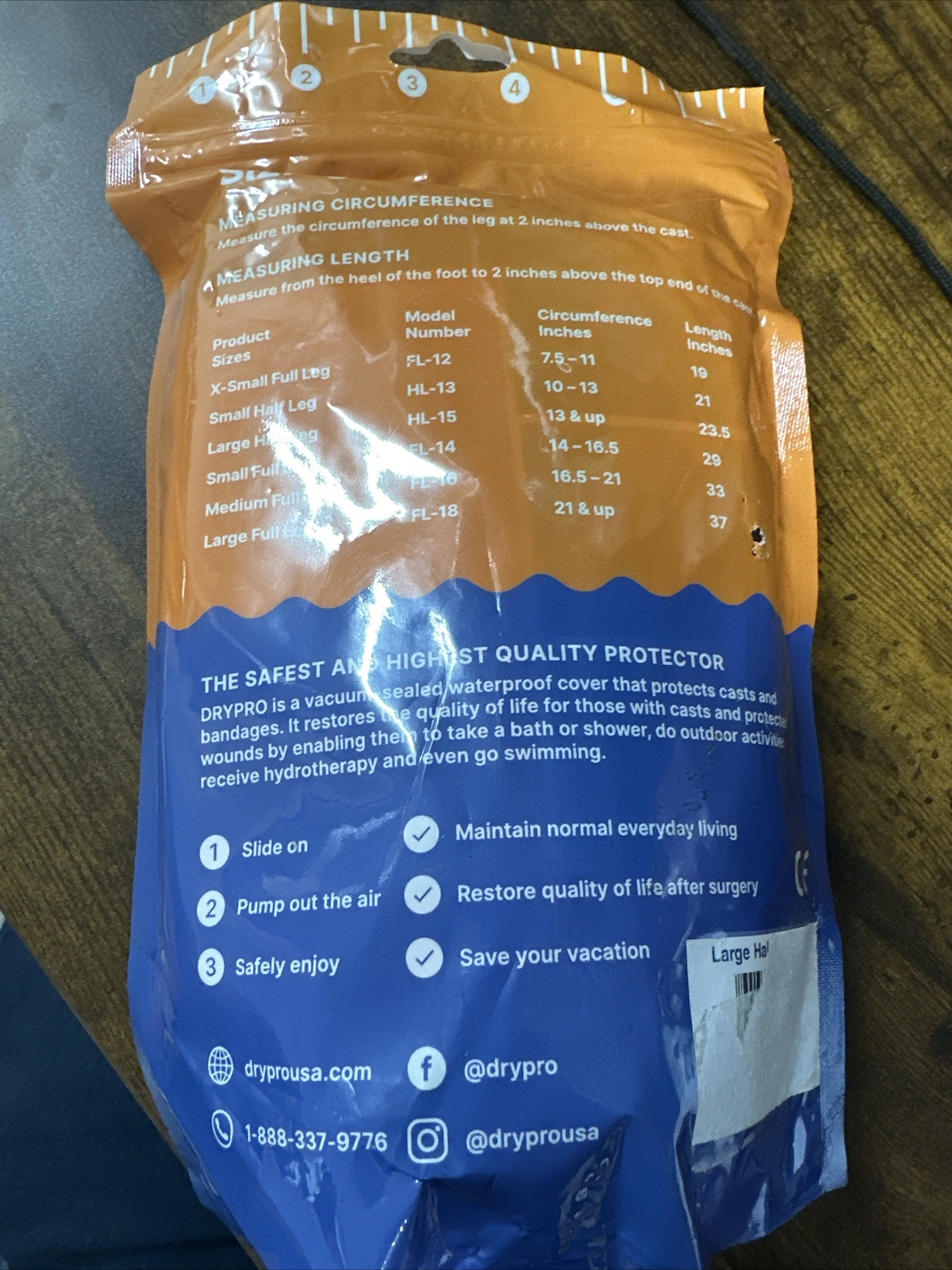 DryPro Waterproof Large Half Leg Protector Vacuum Seal Cast Cover HL 15 USA NEW eBay