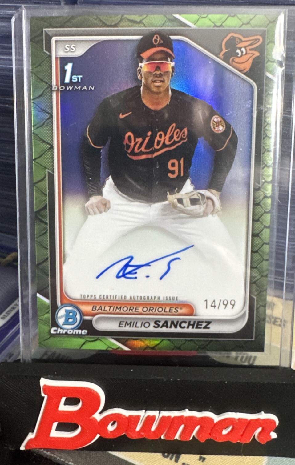 2024 Bowman Chrome - Prospect Auto #CPA-ES Emilio Sanchez Green Reptilian /99