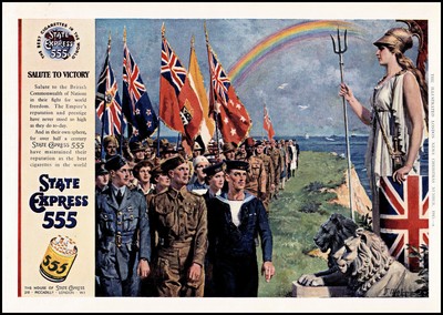 commonwealth cigarettes 1945 State Express 555 cigarettes British Commonwealth retro art print ad  XL6