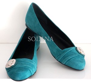 teal and silver shoes