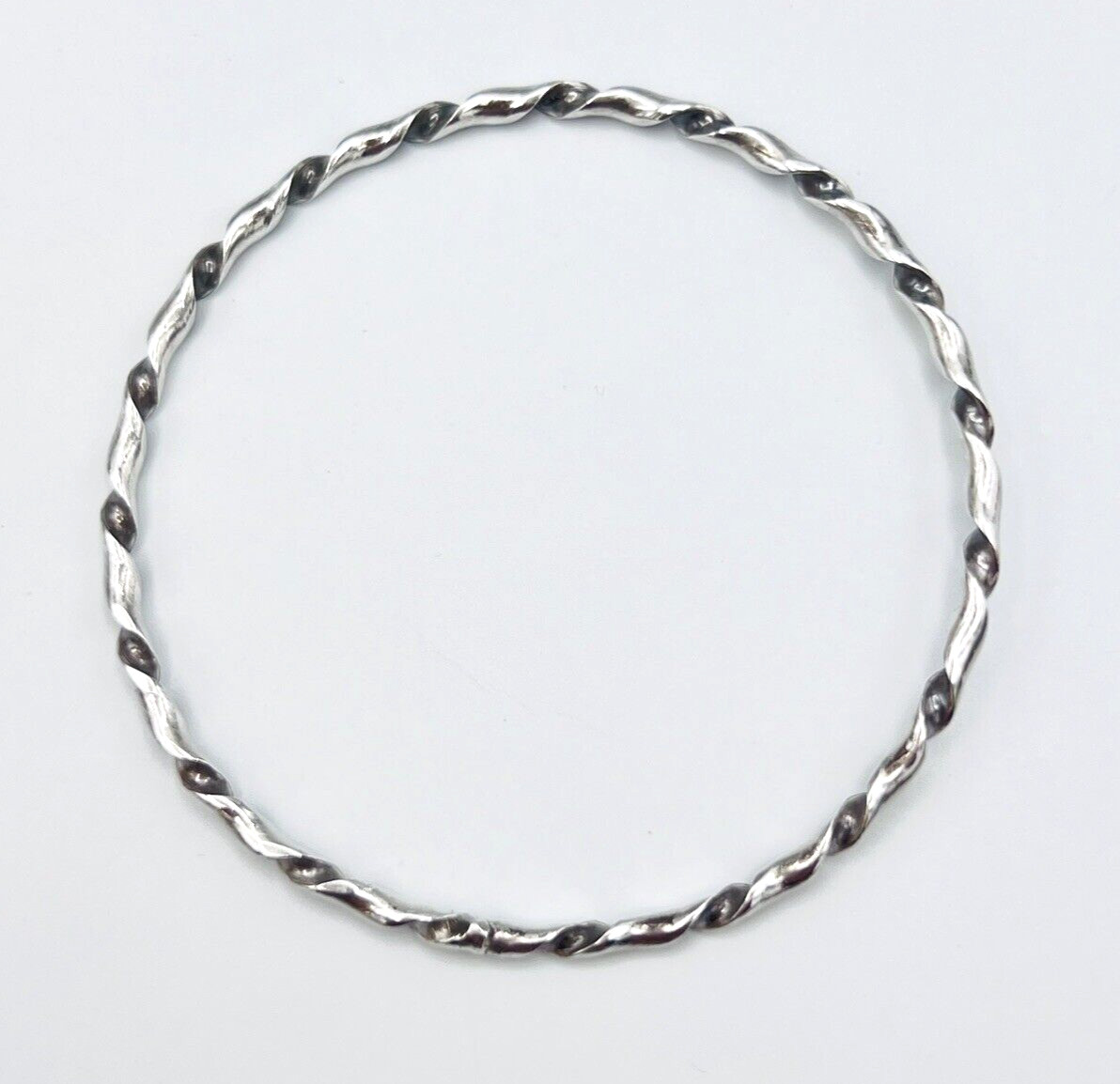 Solid Sterling Silver Twisted Slim Stackable Bang… - image 3