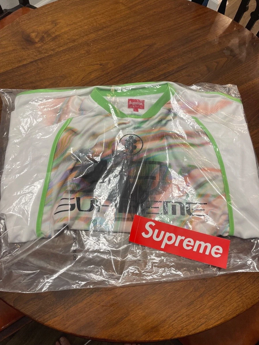 Supreme Feedback White Soccer Jersey LARGE NEW IN HAND SS23 WITH STICKER