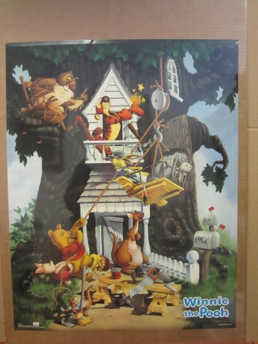 Vintage Winnie the Pooh poster building treehouse disney 4433