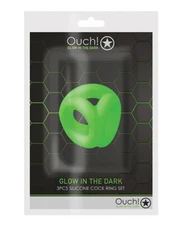 Shots Ouch C*ck Ring & Ball Strap - Glow In The Dark