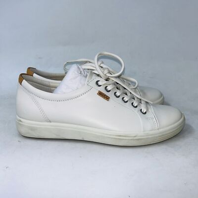 ECCO WOMENS SOFT CLASSIC LONG LACE ''WHITE LEATHER FIRM DRESS SHOES SIZE 7-7.5B