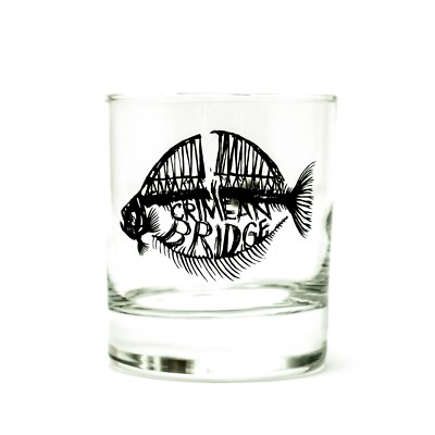 Whisky glass with Bullet, Bourbon Whiskey Scotch rocks glass, Fish Bone gift