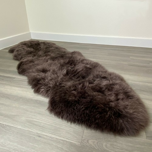 Double Chocolate Brown Sheepskin Rug XXL - Large 2 Skin Sheepskin Rug - Picture 3 of 6