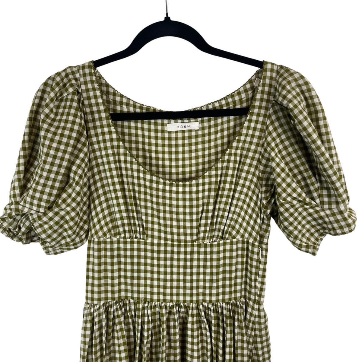 Doen Kennedy Gingham Check Short Puff Sleeve Maxi Dress