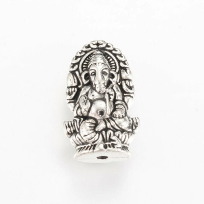 Lot De 2 Perles 22x14 Mm En Argent Tibétain - Motif Ganesh - Pour Création Bijoux, Neuf Sans Marque