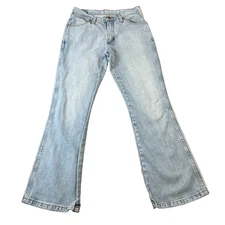 Vintage Wrangler Flare Jeans Bootcut 28 29 Light Wash  Blue Stone Cowboy Western
