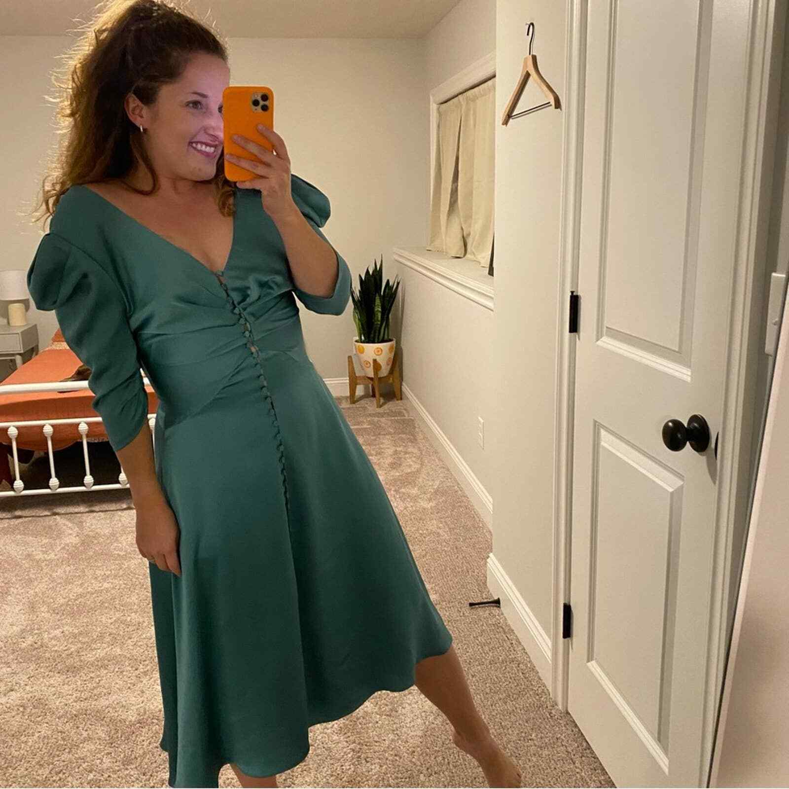 Jonathan Simkhai Emerald Green Button Front Maxi … - image 10