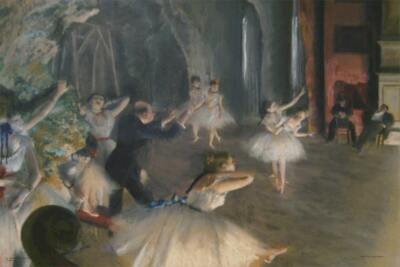Ballet Rehearsal on Stage by Edgar Degas Mini Poster 18.5'' x 12.5'' Laminated