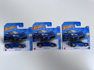 3x Hot Wheels 2020 Corvette C8 Blau Factory Fresh 2022 106/250 OVP HCW39