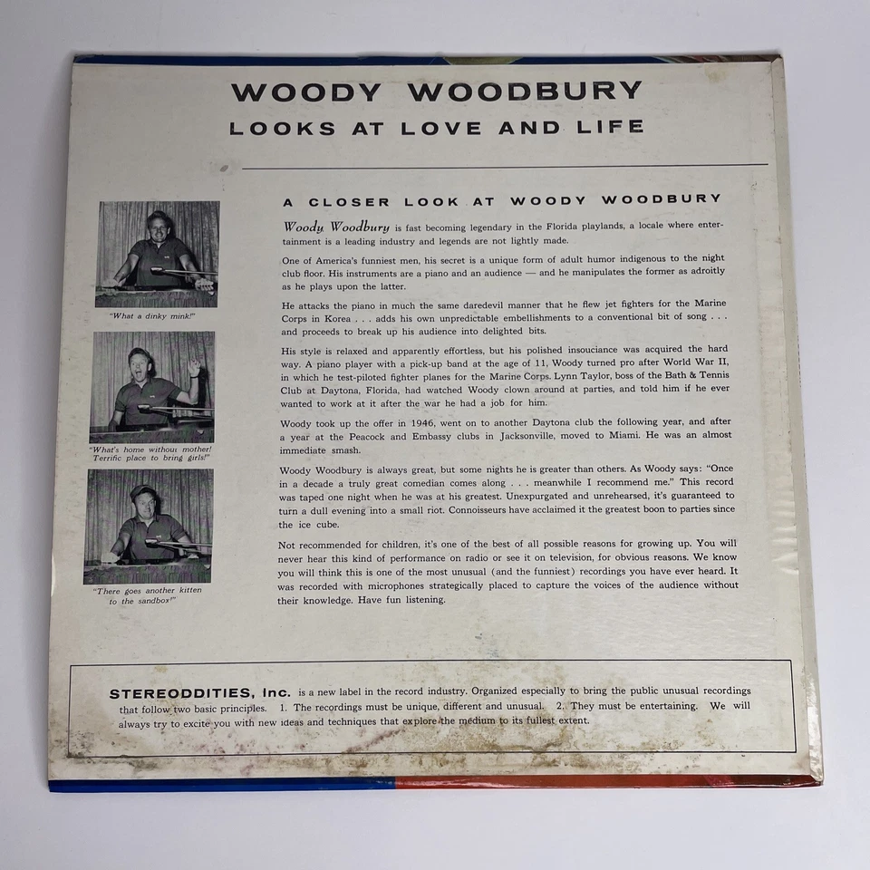 Woody Woodbury Looks At Love And Life (LP Record,33rpm,12",1960) Semi-Nude Cover — 第 2/4 张图片