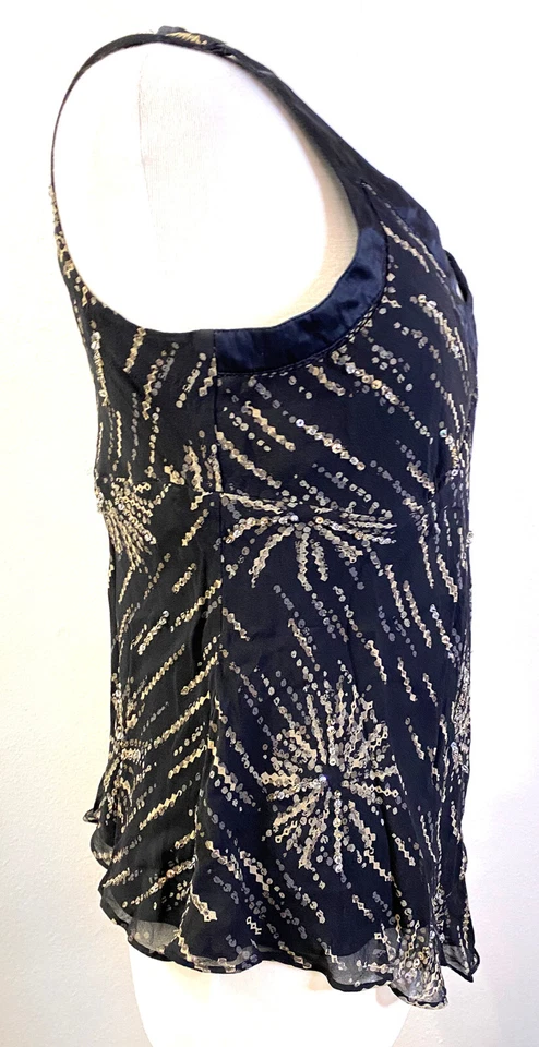 Top Alfani negro sin mangas con lentejuelas Starburts, talla 14P Foto 3 de 4