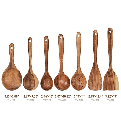 Wooden Utensils Set For Kitchen Messon Handmade Natural Wooden Cooking Spoons - Picture 7 of 14