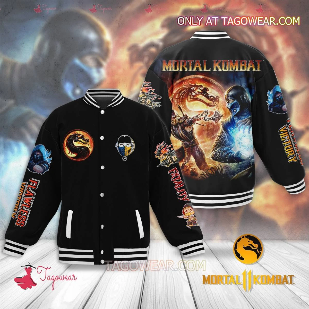 Mortal Kombat Flawless Victory Fatality Baseball Jacket