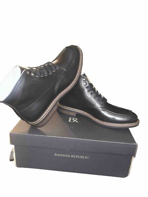 Banana Republic Heritage Black Leather Moc Toe Boot Size #741072