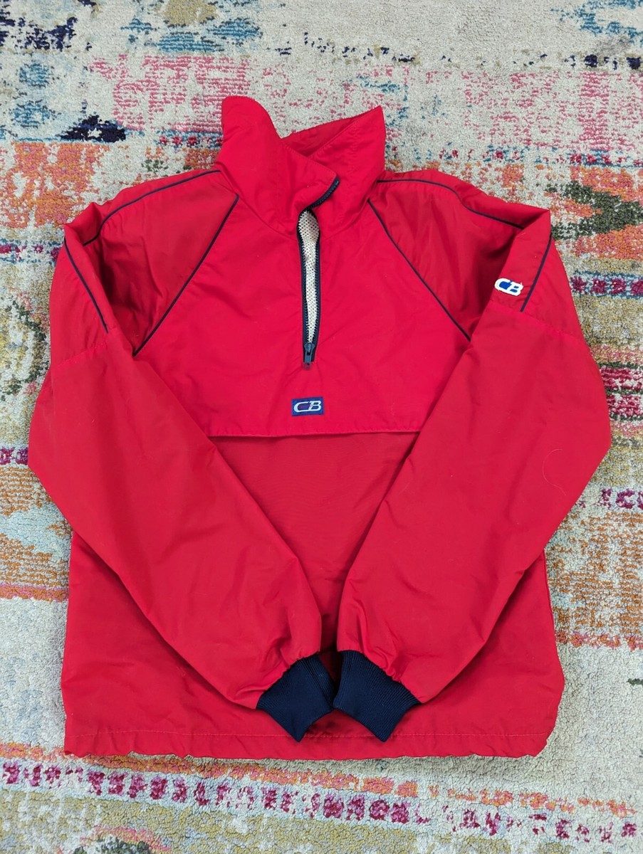 Vintage CB Sports Ski Pullover Half Zip Shell Jacket 1980s Red