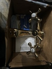 Clawfoot Faucet Wall Mount Tub Filler Bathroom Polish Gold Kensington Brass