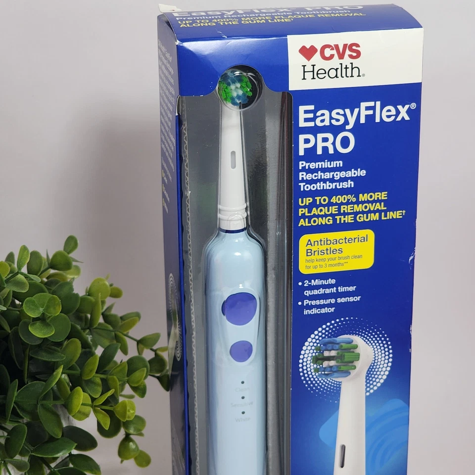 Escova de dentes recarregável CVS Health EasyFlex Pro Premium ~temporizador ~ Sensor de pressão - Imagem 2 de 4