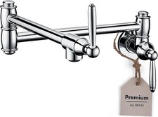 Kitchen Pot Filler Faucet Wall Mount Pot Faucets Double Swing Arms Chrome, 2638