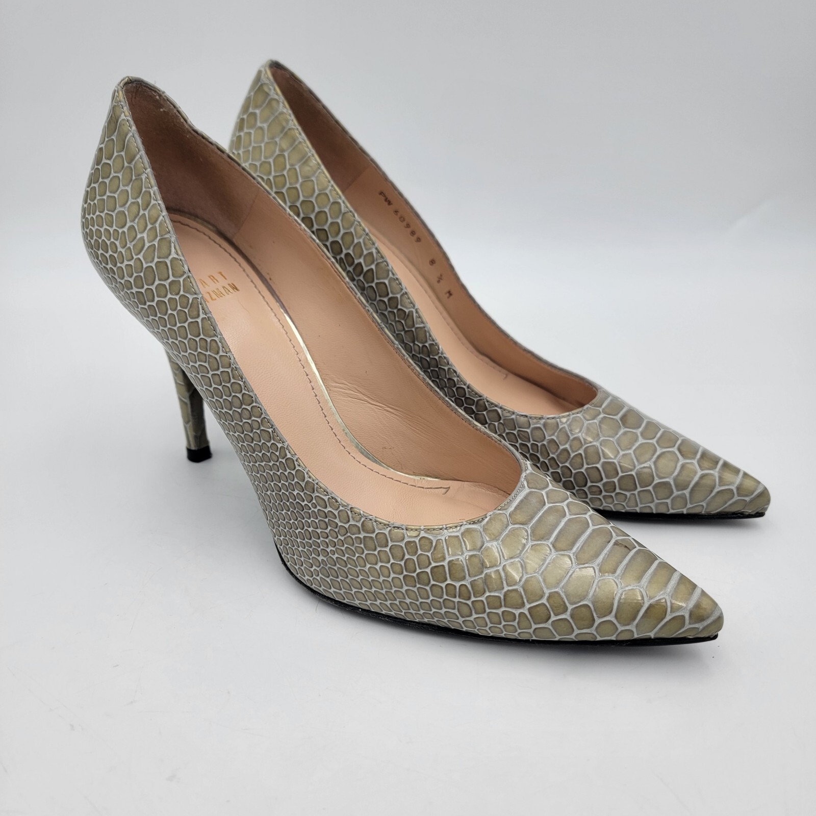 Stuart Weitzman Fever Pumps 8.5 Python Embossed P… - image 3
