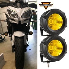 Auxbeam Motorcycle Led Headlight Combo Fog Driving Light Auxiliary Lamp Amber