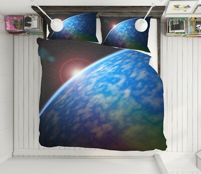 3D Blue Planet ZHUA073 Bed Pillowcases Quilt Duvet Cover Set Queen King Amy