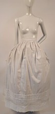 CIVIL WAR 1860  S WHITE COTTON PETTICOAT W EYELET  PLEAT BOTTOM SWEEP
