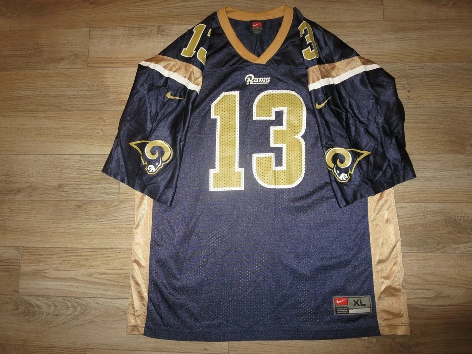 Camiseta de fútbol americano Nike XL de colección de Kurt Warner #13 St. Louis LA Rams NFL para hombre Foto 3 de 4