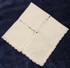 Lot of 4 Cotton Handkerchiefs No Ugly Crying White Embroidery on White Hanky