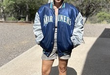 Vintage Seattle Mariners Diamond Collection satin bomber jacket