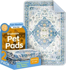 Washable Pee Pads for Dogs, 2 Pack Reusable Puppy Training Pads 40"X26" Super Ab