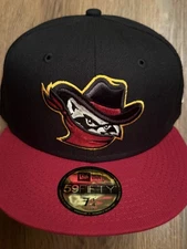 Quad Cities River Bandits MiLB New Era 59Fifty Retro Red Rascal Fitted Hat 7 1/4