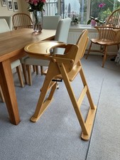Child’s High Chair In Varnished Beach Wood Natural Wood