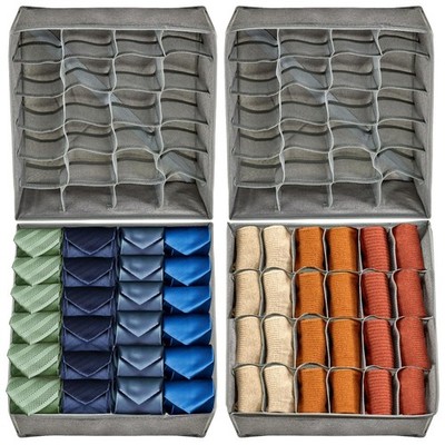 Sock Drawer Organizer Divider 4 Pack Underwear Organizer 96 Cell Fabric Foldable