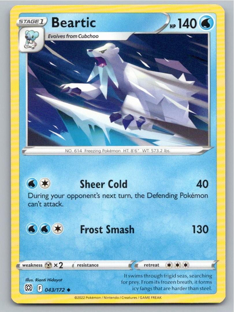 2022 POKEMON BEARTIC BRILLIANT STARS 043/172 UC NM A59666 FREE S&H