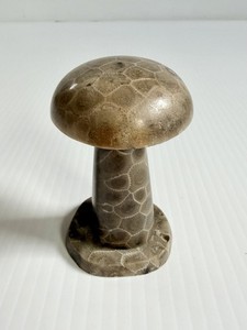 Rare Vintage Handmade Petoskey Stone Polished Mushroom Fossilized Paperweight