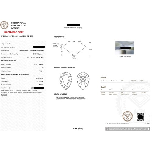 IGI Cert 3 CT Pear Lab Grown Diamond Ring (3.4 TCW) - D VVS2 14K Yellow Gold - Picture 6 of 6