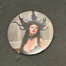 Novelty Adult Gothic Hair Print Button 2.25? Pin Choker Beadmask Leather Crown