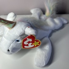 Ty Beanie Babies Mystic Unicorn with Iridescent Horn and Rainbow Fur Mane 1994