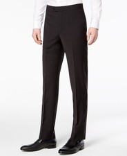 Calvin Klein Mens Slim fit Tuxedo Pants 34 / 34 Black Solid Stretch