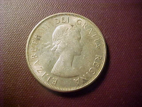 1957 - Canada Silver half dollar - Canadian 50 cent VG Condition Free Ship
