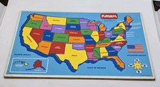 VTG 1986 Playskool Puzzle United States America Map STATES Made in USA Classic
