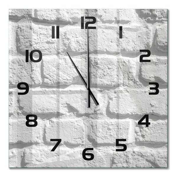Glasuhr Aus GehäRtetem Glas Glas-Wanduhr Backsteinwand Schwarze Zeiger 60X60 Cm-image