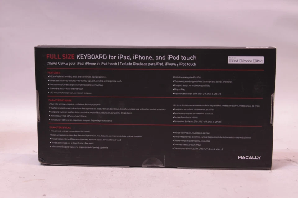 Macally Full Size Keyboard for iPad iPhone iPod Touch IKEYLT Sealed - Image 2 of 4