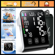 Upper Arm Blood Pressure Monitor - One-Touch, Large LED Display, Adjustable Cuff
