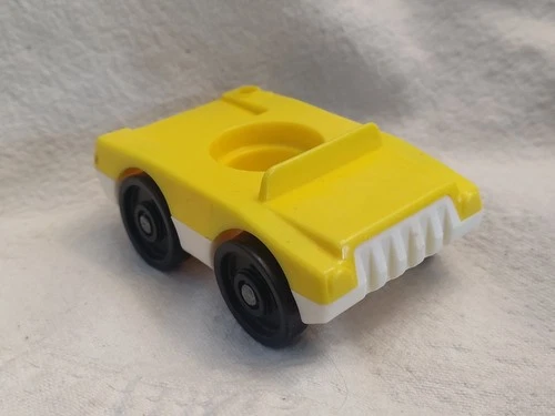 Vintage 1987 Fisher Price Little People Yellow White Passenger Car 2357 2454 90s