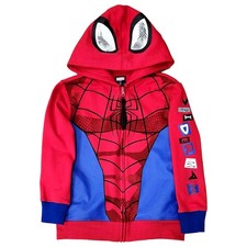 Boys Red Spiderman Spider-Man Hoodie Sweatshirt Full Front Zip Medium 8